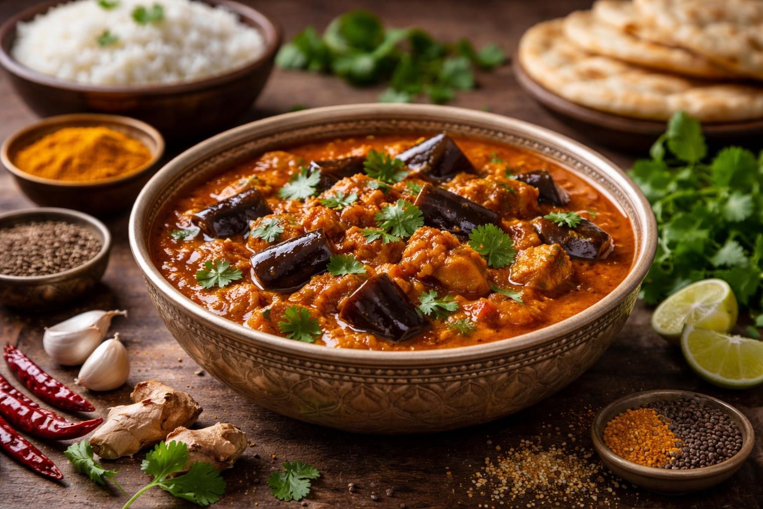 découvrez la recette du curry d'aubergine indien, un plat savoureux et facile à préparer pour régaler vos papilles avec des saveurs authentiques.