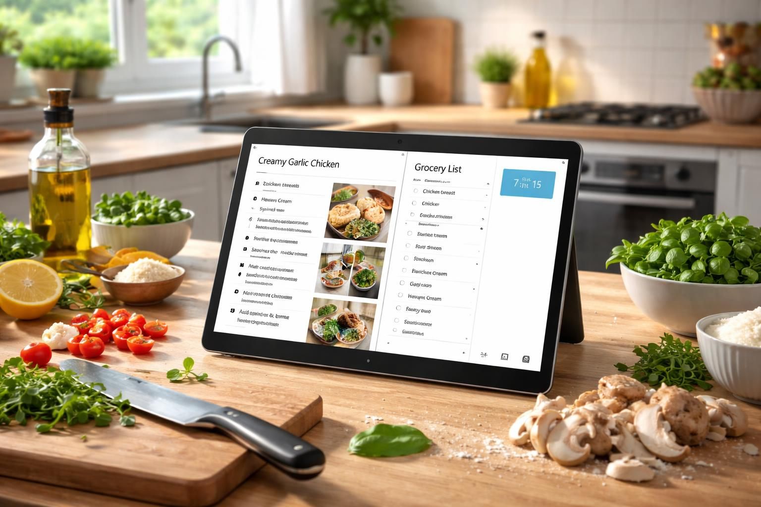 découvrez comment l'écran partagé sur la tablette tactile microsoft surface facilite la cuisine en permettant une navigation fluide et multitâche.